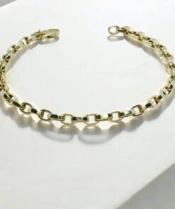 Pulsera Unisex Oro 18k Cadena Rolo Cuadrada Elegante y Fuerte - Imagen 4