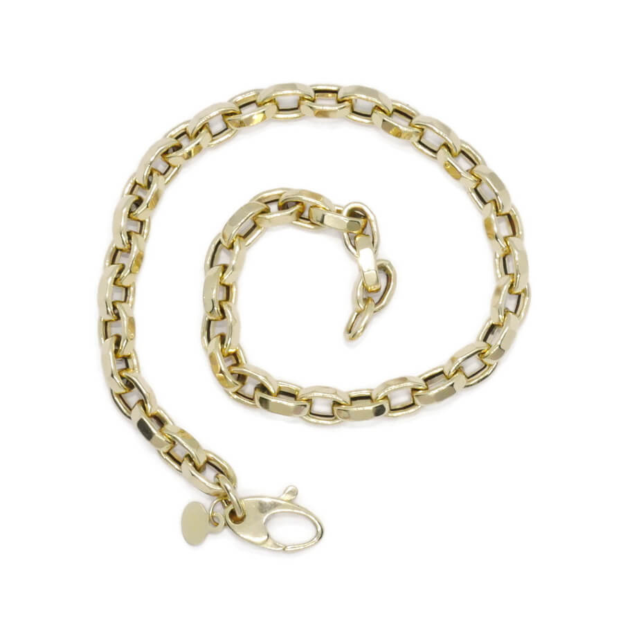 Pulsera Unisex Oro 18k Cadena Rolo Cuadrada Elegante y Fuerte - Imagen 6
