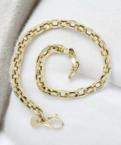 Pulsera Unisex Oro 18k Cadena Rolo Cuadrada Elegante y Fuerte