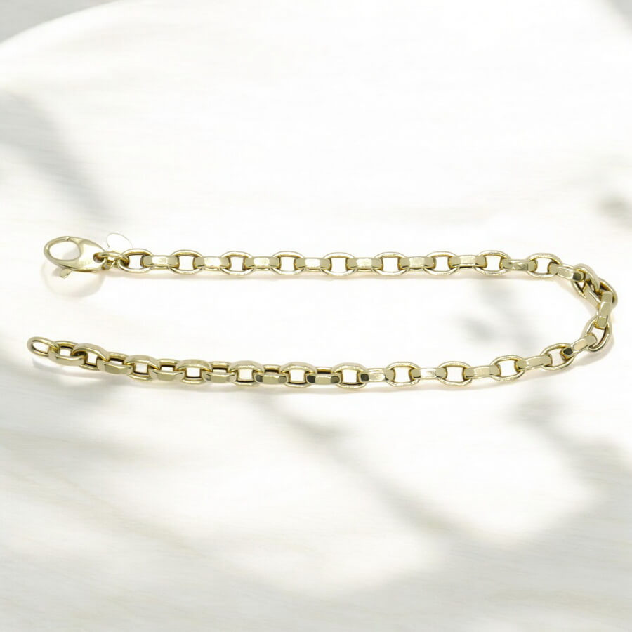 Pulsera Unisex Oro 18k Cadena Rolo Cuadrada Elegante y Fuerte - Imagen 9
