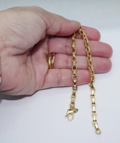 Pulsera Unisex Oro 18k Cadena Rolo Cuadrada Elegante y Fuerte - Imagen 3