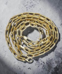 Cadena Oro Amarillo 18 Quilates para Hombre | 60 cm | Eslabones Grandes Rectangulares | 6,70 g