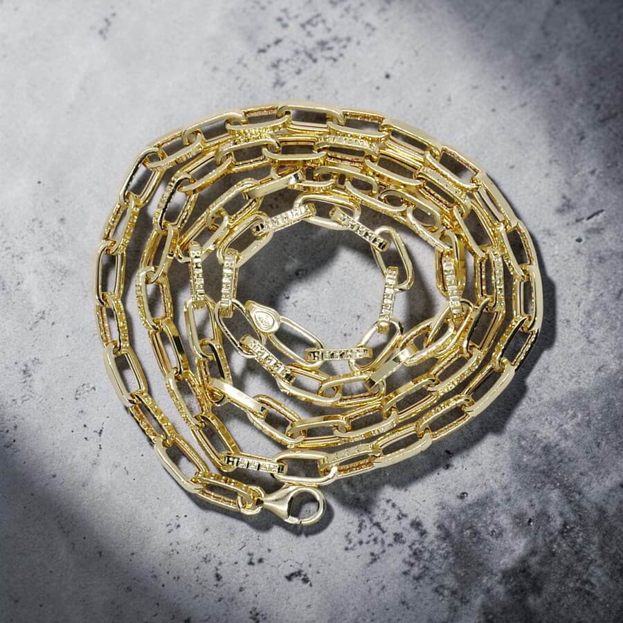 Cadena Oro Amarillo 18 Quilates para Hombre | 60 cm | Eslabones Grandes Rectangulares | 6,70 g