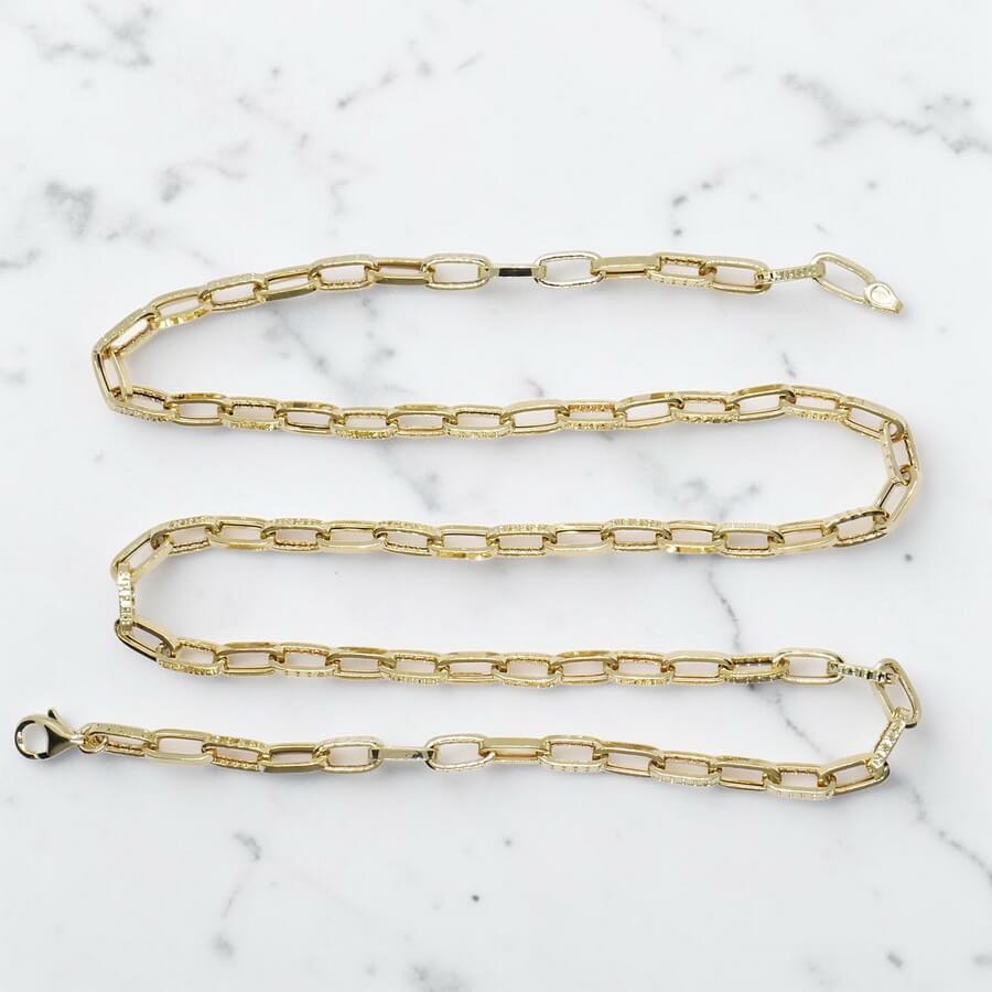 Cadena Oro Amarillo 18 Quilates para Hombre | 60 cm | Eslabones Grandes Rectangulares | 6,70 g - Imagen 10