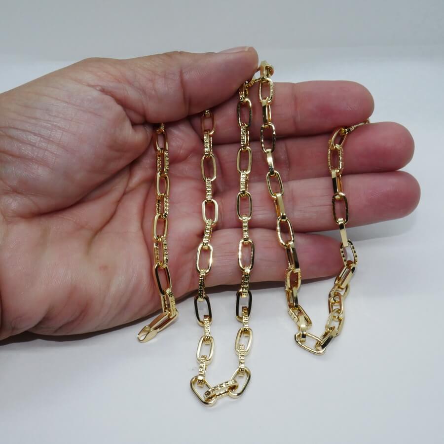 Cadena Oro Amarillo 18 Quilates para Hombre | 60 cm | Eslabones Grandes Rectangulares | 6,70 g - Imagen 2