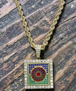 Conjunto Oro 18k Colgante Mosaico Multicolor y Cordón Salomónico 60 cm | 15,45 g Oro Amarillo 18 Quilates - Imagen 5