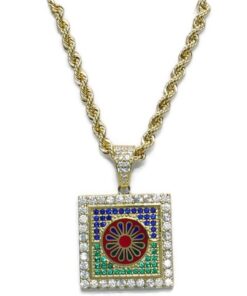 Conjunto Oro 18k Colgante Mosaico Multicolor y Cordón Salomónico 60 cm | 15,45 g Oro Amarillo 18 Quilates