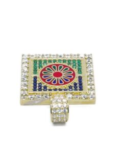 Colgante Oro 18k Mosaico Multicolor con Circonitas | Colgante Cuadrado Oro Amarillo 18 Quilates 7,55g - Imagen 3