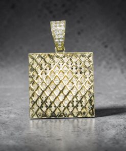 Colgante Oro 18k Mosaico Multicolor con Circonitas | Colgante Cuadrado Oro Amarillo 18 Quilates 7,55g - Imagen 7