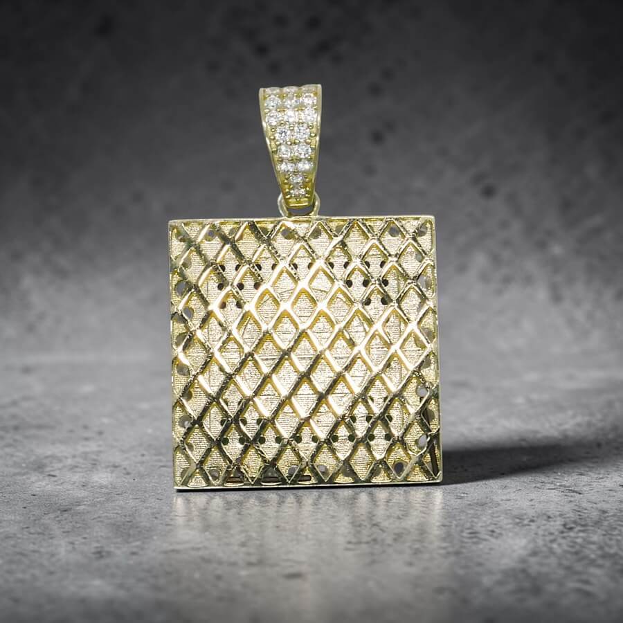 Colgante Oro 18k Mosaico Multicolor con Circonitas | Colgante Cuadrado Oro Amarillo 18 Quilates 7,55g - Imagen 7