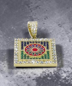 Colgante Oro 18k Mosaico Multicolor con Circonitas | Colgante Cuadrado Oro Amarillo 18 Quilates 7,55g - Imagen 5
