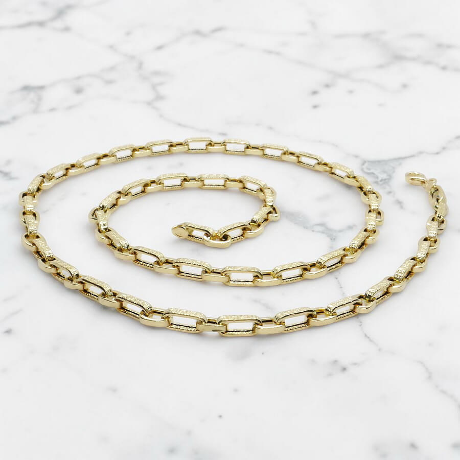 Cadena Oro Amarillo 18k – 8,80 Gramos – 60 cm – Diseño Italiano con Greca y Cierre Mosquetón Buscar en esta página - Imagen 6