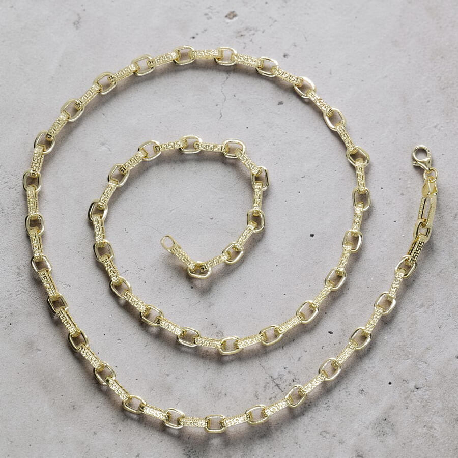 Cadena Oro Amarillo 18k – 8,80 Gramos – 60 cm – Diseño Italiano con Greca y Cierre Mosquetón Buscar en esta página - Imagen 4