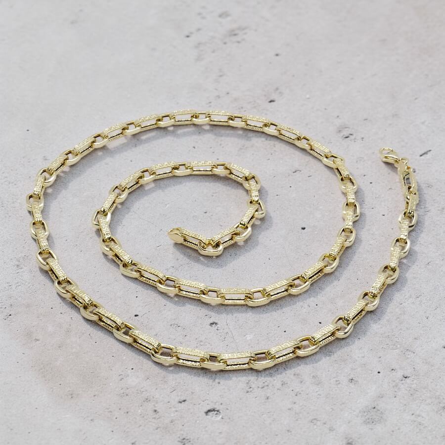 Cadena Oro Amarillo 18k – 8,80 Gramos – 60 cm – Diseño Italiano con Greca y Cierre Mosquetón Buscar en esta página - Imagen 8