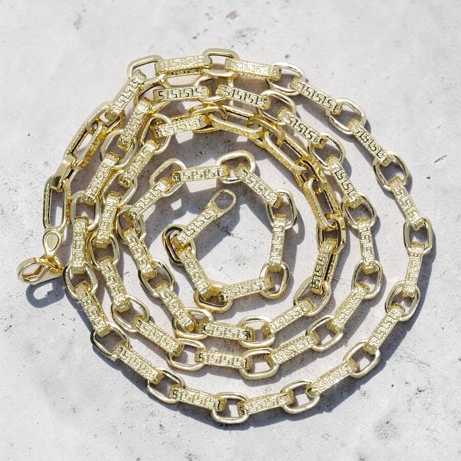 Cadena Oro Amarillo 18k – 8,80 Gramos – 60 cm – Diseño Italiano con Greca y Cierre Mosquetón Buscar en esta página - Imagen 5