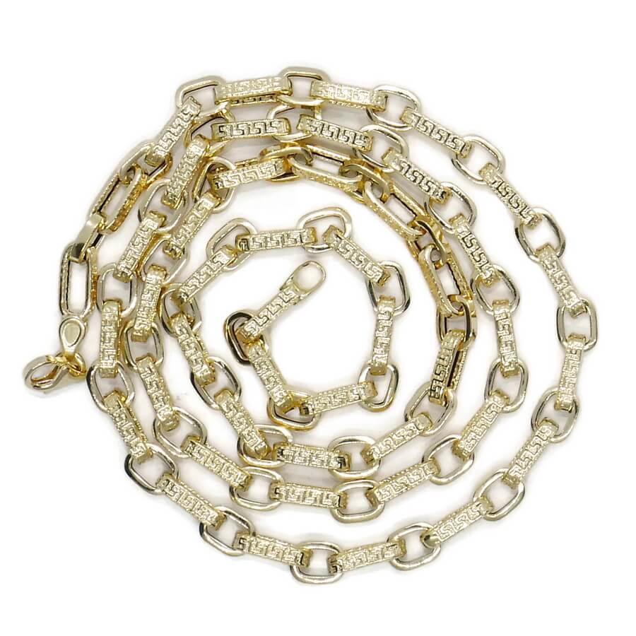 Cadena Oro Amarillo 18k – 8,80 Gramos – 60 cm – Diseño Italiano con Greca y Cierre Mosquetón Buscar en esta página