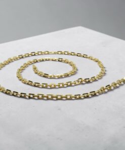 Cadena de oro amarillo de 18k para hombre con eslabones cuadrados planos de 4 mm y 60 cm de largo. Elegante, brillante y versátil - Imagen 5