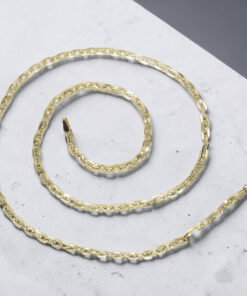 Cadena de oro amarillo de 18k para hombre con eslabones cuadrados planos de 4 mm y 60 cm de largo. Elegante, brillante y versátil - Imagen 4