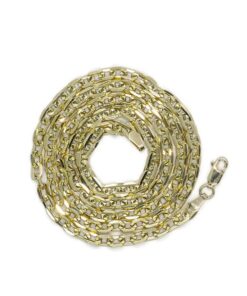 Cadena de oro amarillo de 18k para hombre con eslabones cuadrados planos de 4 mm y 60 cm de largo. Elegante, brillante y versátil