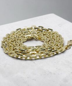Cadena de oro amarillo de 18k para hombre con eslabones cuadrados planos de 4 mm y 60 cm de largo. Elegante, brillante y versátil - Imagen 8