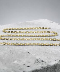 Cadena de oro amarillo de 18k para hombre con eslabones cuadrados planos de 4 mm y 60 cm de largo. Elegante, brillante y versátil - Imagen 7
