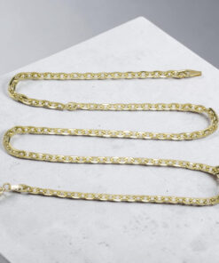 Cadena de oro amarillo de 18k para hombre con eslabones cuadrados planos de 4 mm y 60 cm de largo. Elegante, brillante y versátil - Imagen 9