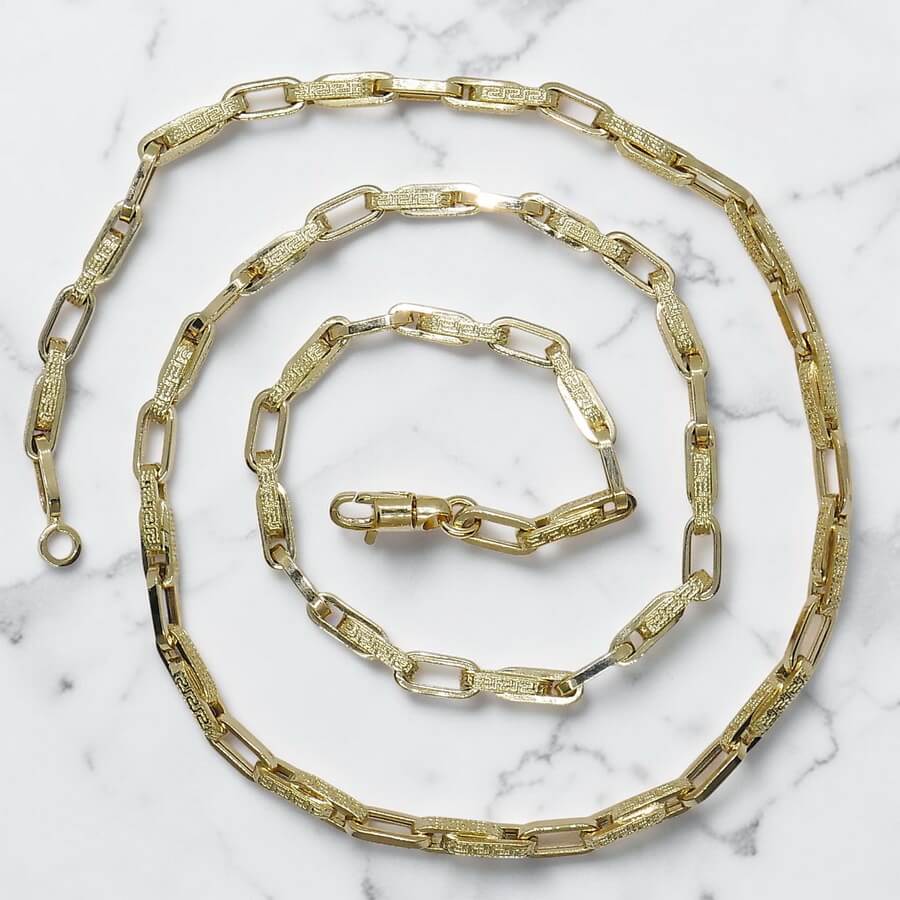 Cadena de Oro 18 Quilates para Hombre | 60 cm | Diseño Greca y Eslabones Rectangulares | 14,25 g - Imagen 4