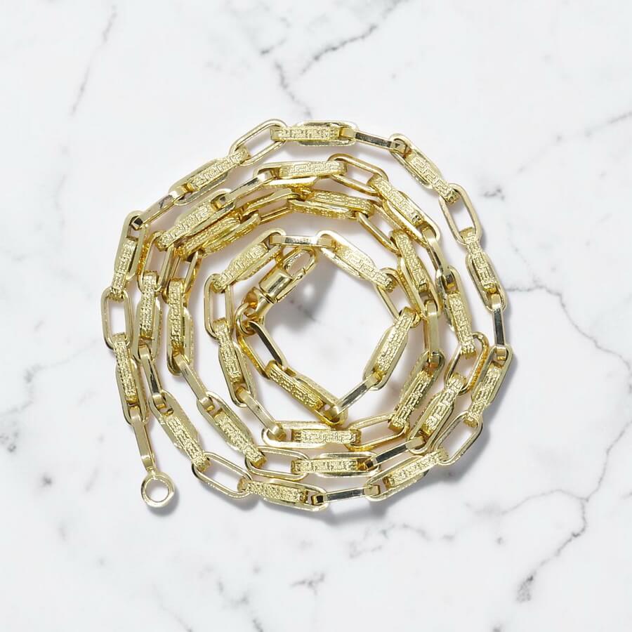 Cadena de Oro 18 Quilates para Hombre | 60 cm | Diseño Greca y Eslabones Rectangulares | 14,25 g - Imagen 5