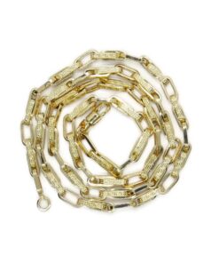 Cadena de Oro 18 Quilates para Hombre | 60 cm | Diseño Greca y Eslabones Rectangulares | 14,25 g