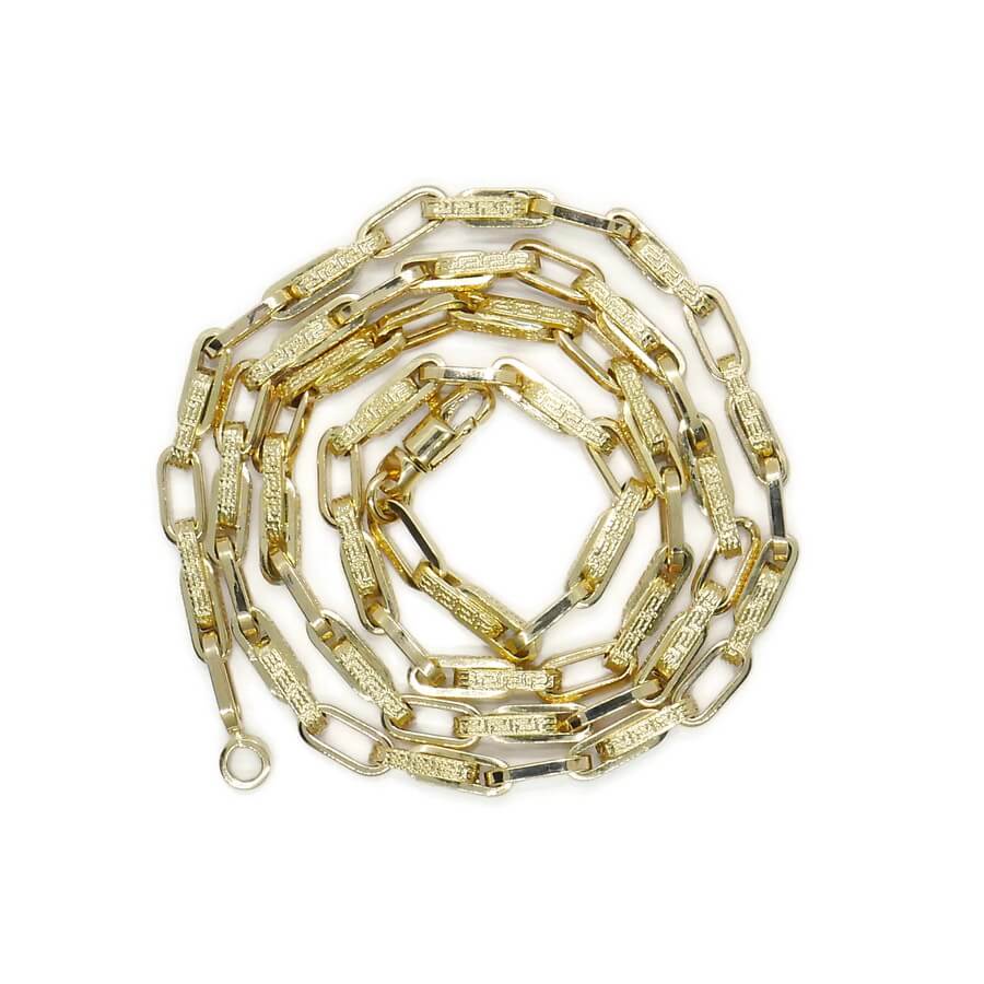 Cadena de Oro 18 Quilates para Hombre | 60 cm | Diseño Greca y Eslabones Rectangulares | 14,25 g