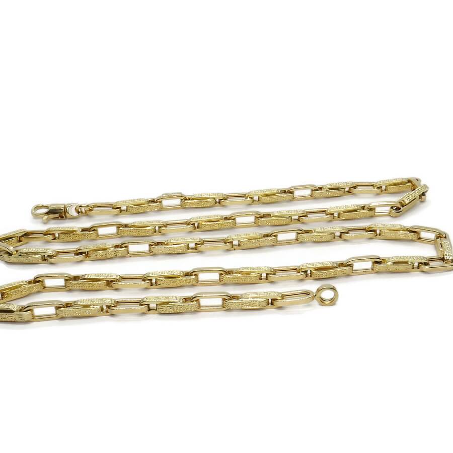 Cadena de Oro 18 Quilates para Hombre | 60 cm | Diseño Greca y Eslabones Rectangulares | 14,25 g - Imagen 9