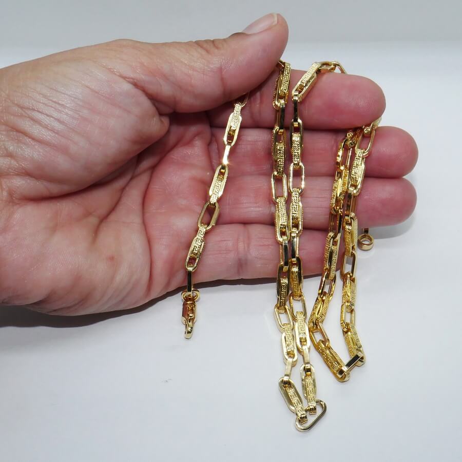Cadena de Oro 18 Quilates para Hombre | 60 cm | Diseño Greca y Eslabones Rectangulares | 14,25 g - Imagen 2