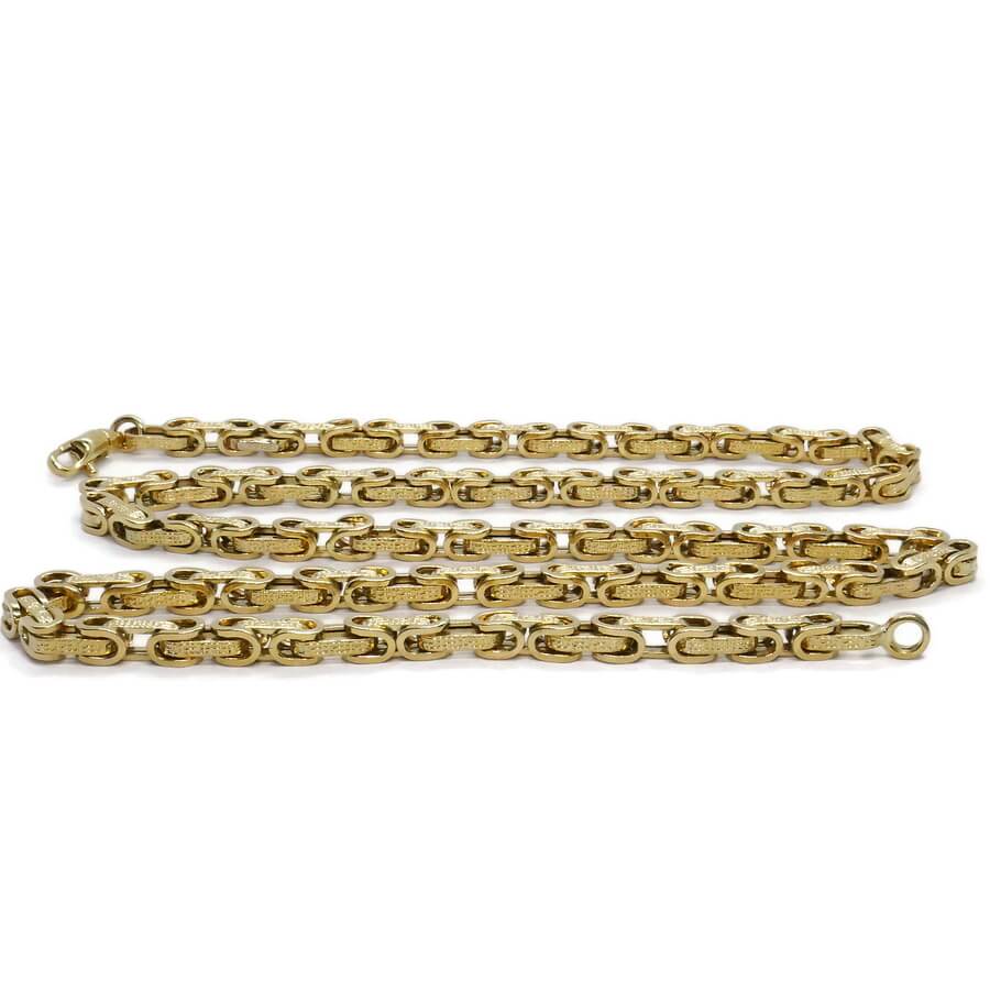 Cadena Hombre Oro Amarillo 18 Quilates 22,55 g – 60 cm – Diseño Forzado con Greca Grabada – Cierre Mosquetón - Imagen 4