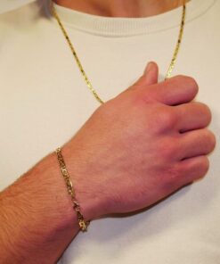 Pulsera de Oro macizo Amarillo 18k Ojo de Tigre 4mm 19cm Hombre Mujer Joya Elegante 6.70g - Imagen 6