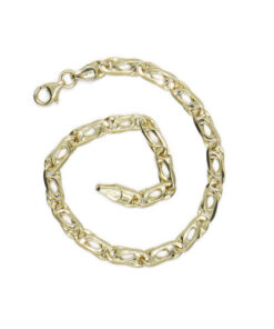 Pulsera de Oro macizo Amarillo 18k Ojo de Tigre 4mm 19cm Hombre Mujer Joya Elegante 6.70g
