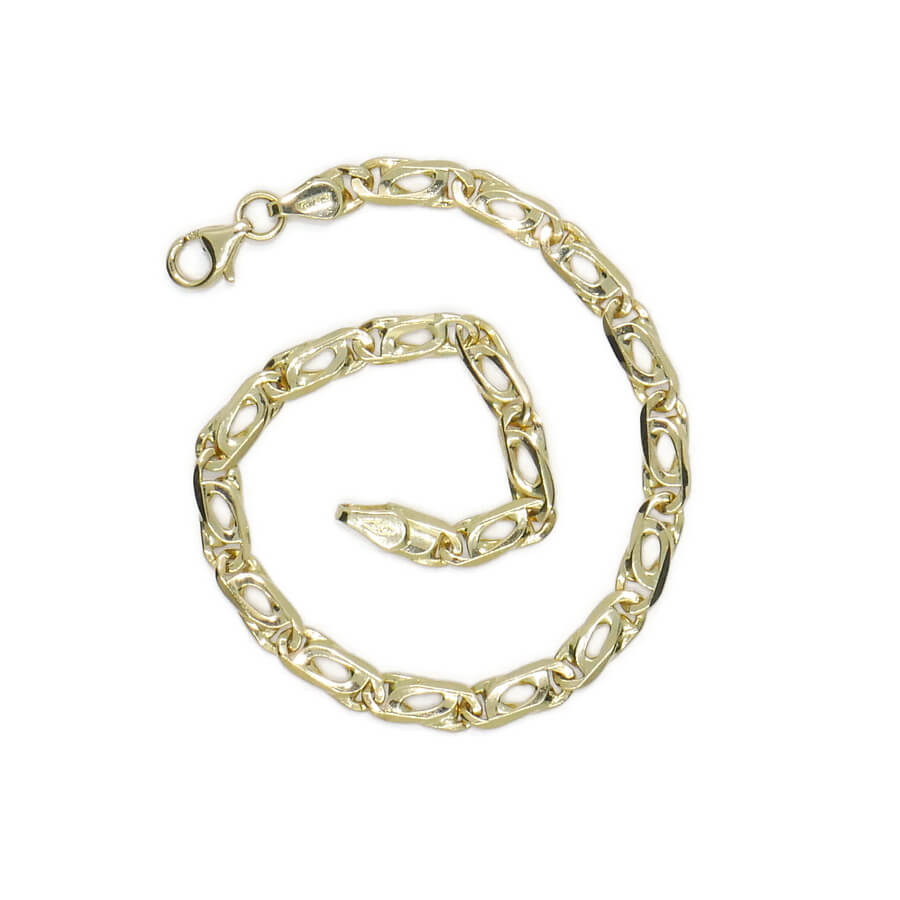 Pulsera de Oro macizo Amarillo 18k Ojo de Tigre 4mm 19cm Hombre Mujer Joya Elegante 6.70g