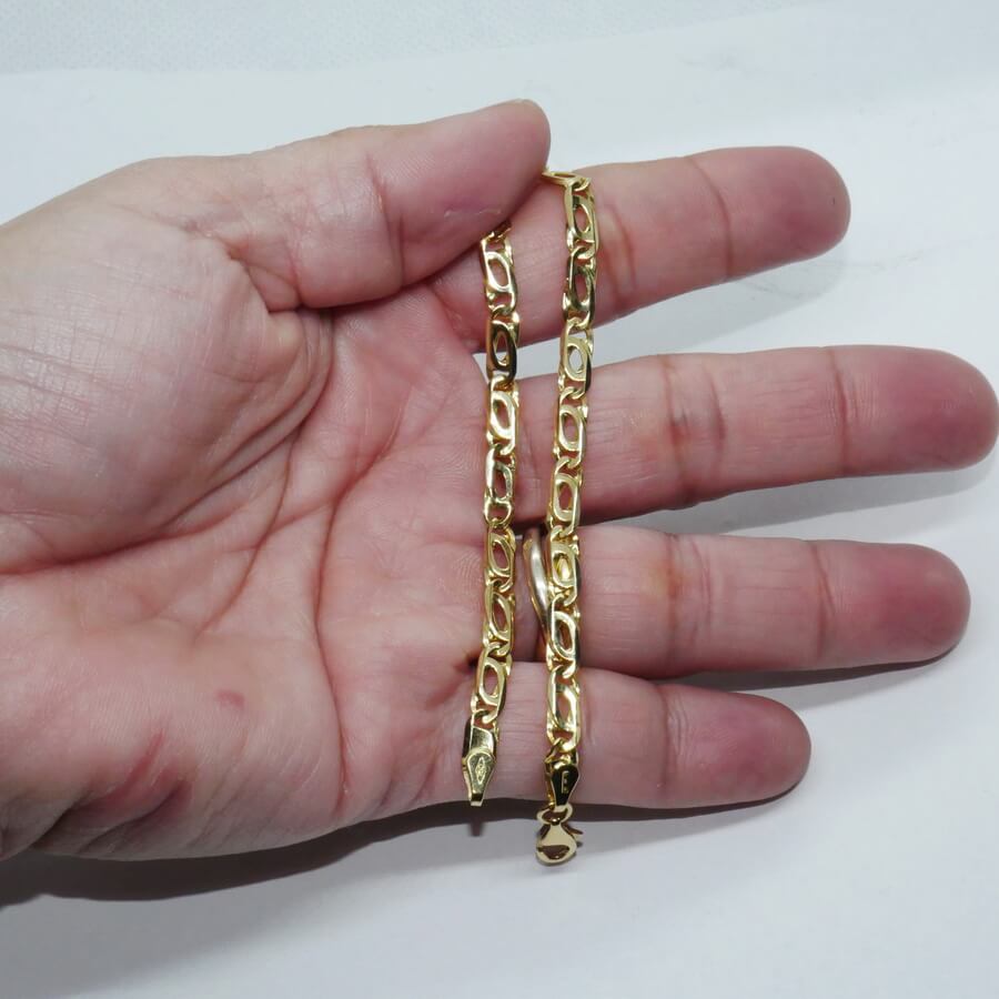 Pulsera de Oro macizo Amarillo 18k Ojo de Tigre 4mm 19cm Hombre Mujer Joya Elegante 6.70g - Imagen 3