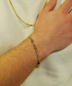 Pulsera de oro macizo de 18k ojo de perdiz 5 mm de ancha, 21,50 cm de larga. 8,70 gr pesnada para hombre. Cierre mosquetón - Imagen 9