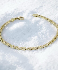 Pulsera de oro macizo de 18k ojo de perdiz 5 mm de ancha, 21,50 cm de larga. 8,70 gr pesnada para hombre. Cierre mosquetón - Imagen 4