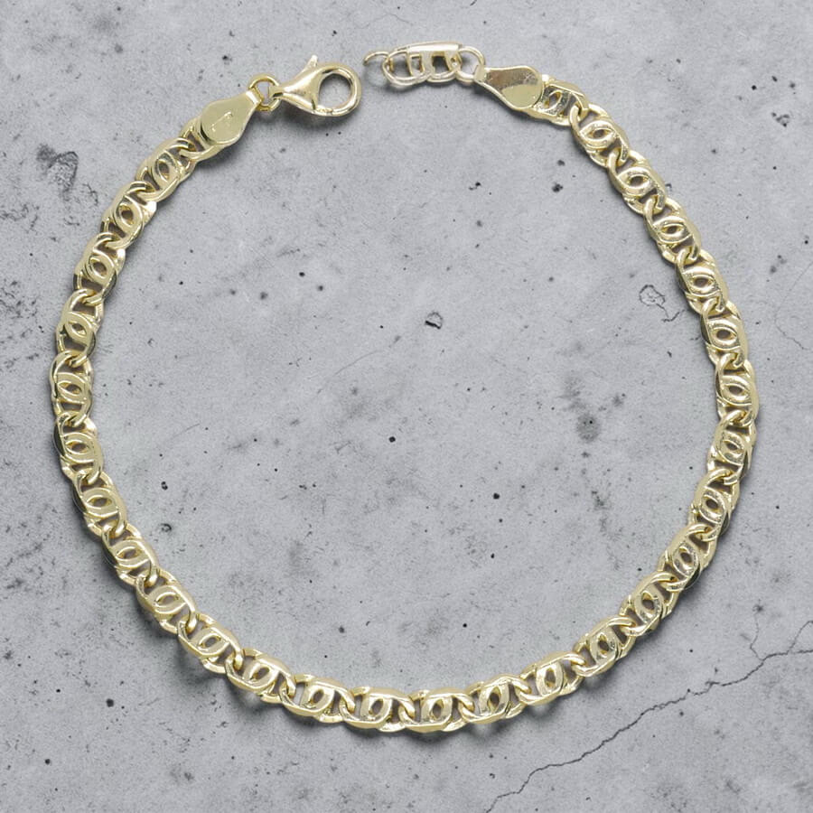 Pulsera de oro macizo de 18k ojo de perdiz 5 mm de ancha, 21,50 cm de larga. 8,70 gr pesnada para hombre. Cierre mosquetón - Imagen 5