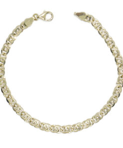 Pulsera de oro macizo de 18k ojo de perdiz 5 mm de ancha, 21,50 cm de larga. 8,70 gr pesnada para hombre. Cierre mosquetón
