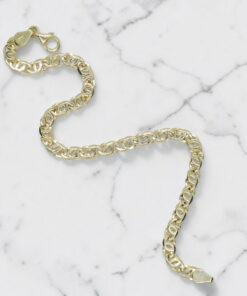 Pulsera de oro macizo de 18k ojo de perdiz 5 mm de ancha, 21,50 cm de larga. 8,70 gr pesnada para hombre. Cierre mosquetón - Imagen 7