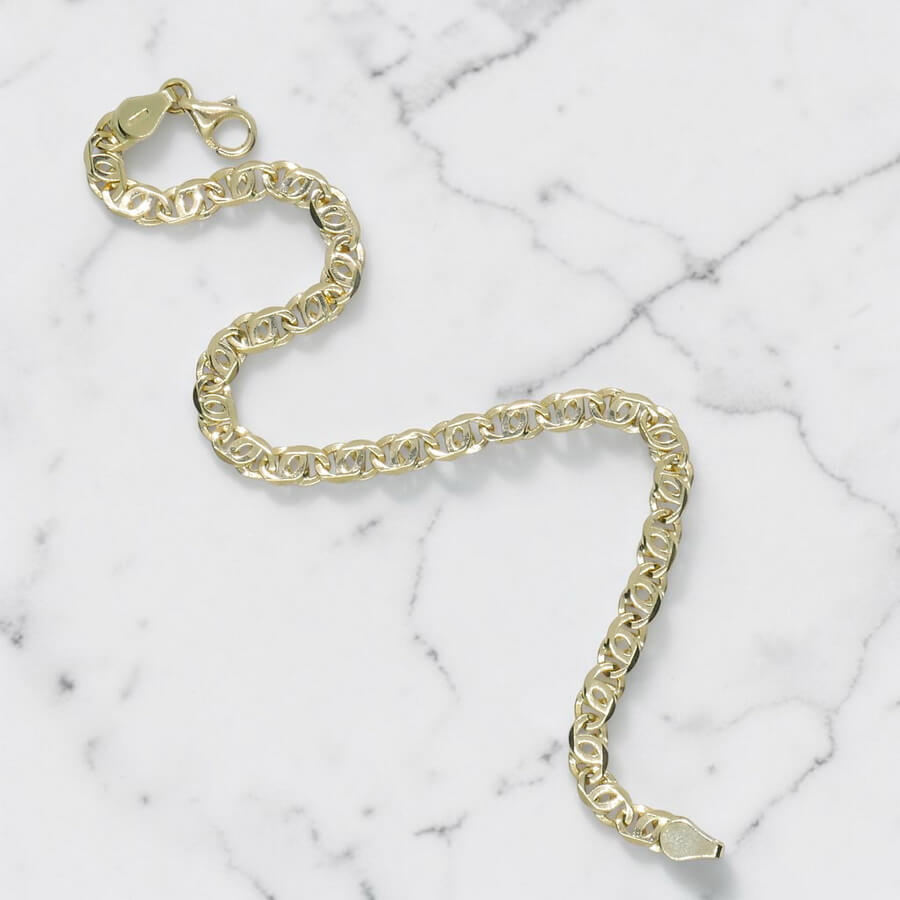 Pulsera de oro macizo de 18k ojo de perdiz 5 mm de ancha, 21,50 cm de larga. 8,70 gr pesnada para hombre. Cierre mosquetón - Imagen 7