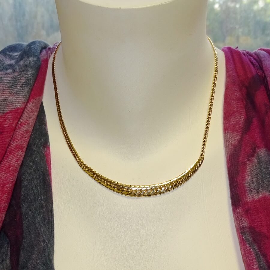 Collar Oro Amarillo 18K Mujer Espiga Plana 45 cm | Gargantilla de Oro con Eslabones en Disminución | Cierre Mosquetón | 12,15 g | Joya Elegante - Imagen 2