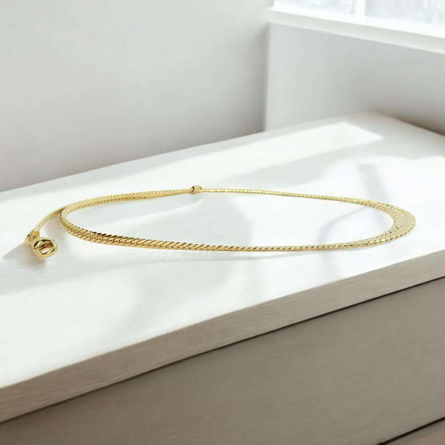 Collar Oro Amarillo 18K Mujer Espiga Plana 45 cm | Gargantilla de Oro con Eslabones en Disminución | Cierre Mosquetón | 12,15 g | Joya Elegante - Imagen 4