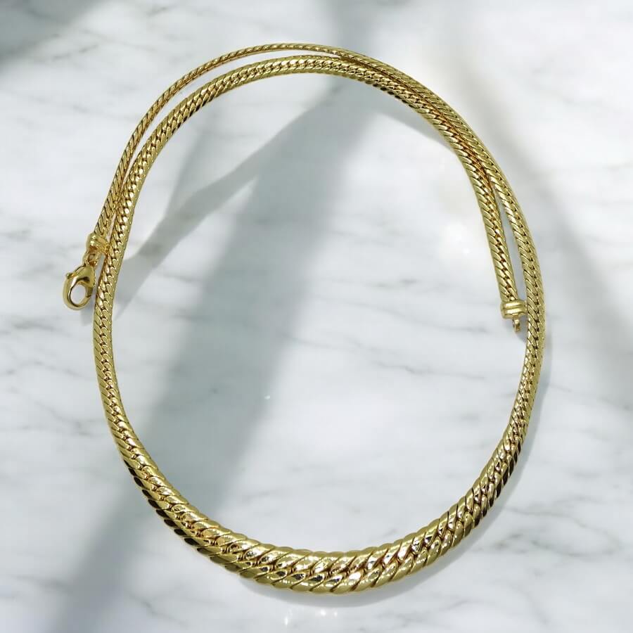 Collar Oro Amarillo 18K Mujer Espiga Plana 45 cm | Gargantilla de Oro con Eslabones en Disminución | Cierre Mosquetón | 12,15 g | Joya Elegante - Imagen 5