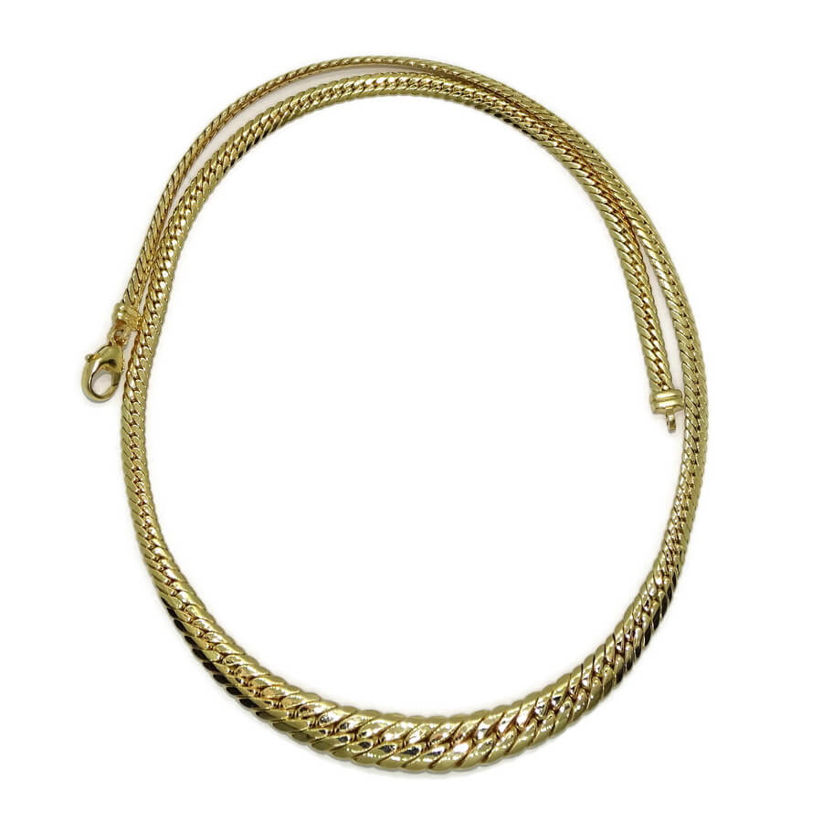 Collar Oro Amarillo 18K Mujer Espiga Plana 45 cm | Gargantilla de Oro con Eslabones en Disminución | Cierre Mosquetón | 12,15 g | Joya Elegante