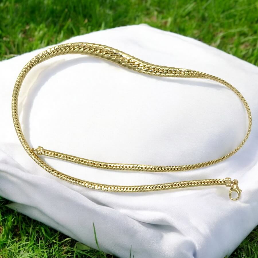 Collar Oro Amarillo 18K Mujer Espiga Plana 45 cm | Gargantilla de Oro con Eslabones en Disminución | Cierre Mosquetón | 12,15 g | Joya Elegante - Imagen 6