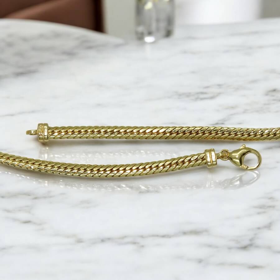 Collar Oro Amarillo 18K Mujer Espiga Plana 45 cm | Gargantilla de Oro con Eslabones en Disminución | Cierre Mosquetón | 12,15 g | Joya Elegante - Imagen 7