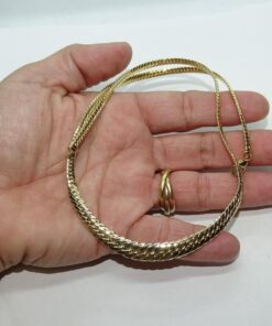 Collar Oro Amarillo 18K Mujer Espiga Plana 45 cm | Gargantilla de Oro con Eslabones en Disminución | Cierre Mosquetón | 12,15 g | Joya Elegante - Imagen 3